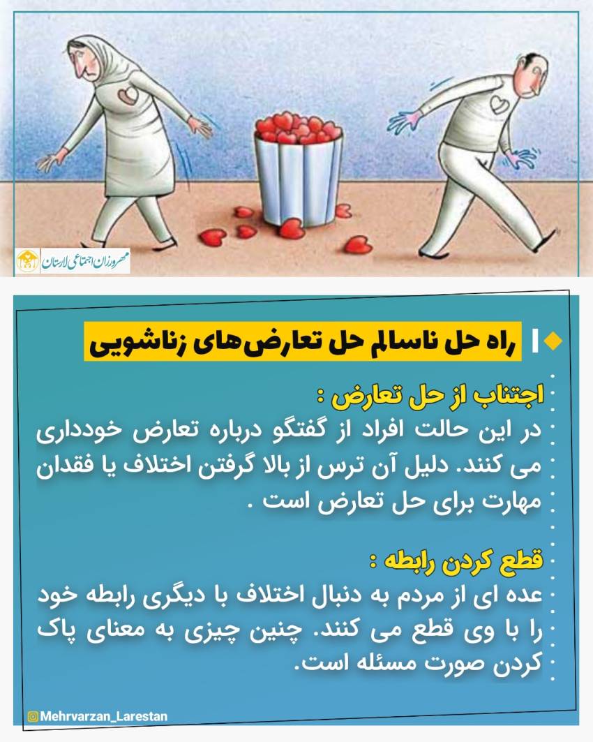 عکس نوشت|  راه حل ناسالم حل تعارض‌های زناشویی