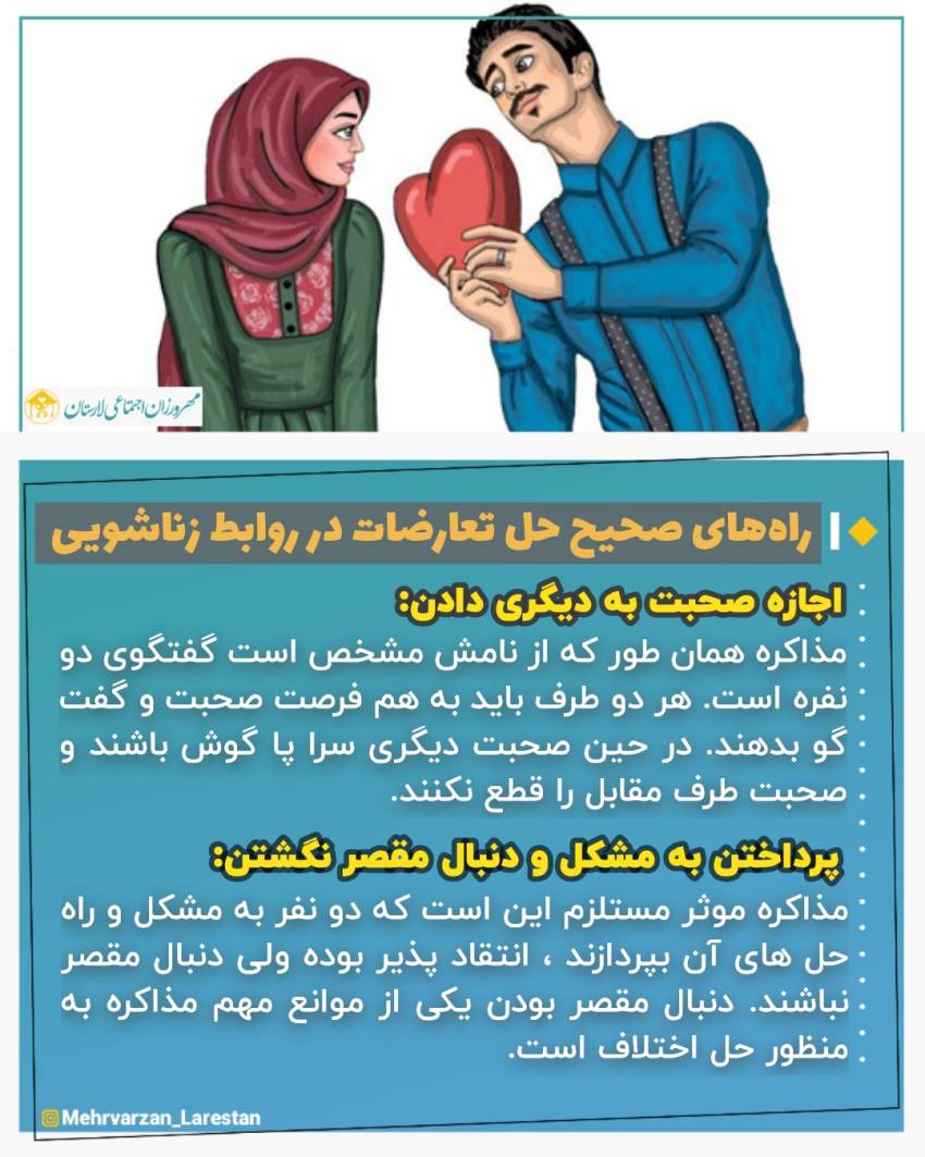 عکس نوشت| راه های صحیح حل تعارض در روابط زناشویی